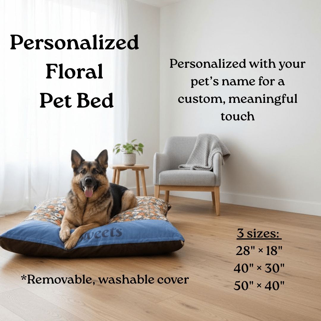Personalized Floral Pet Bed with Name | Custom Dog Bed or Cat Bed - You're My Kind of Weird
