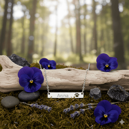 Custom Paw Bar Necklace, Engraved Name Bar Pendant - You're My Kind of Weird