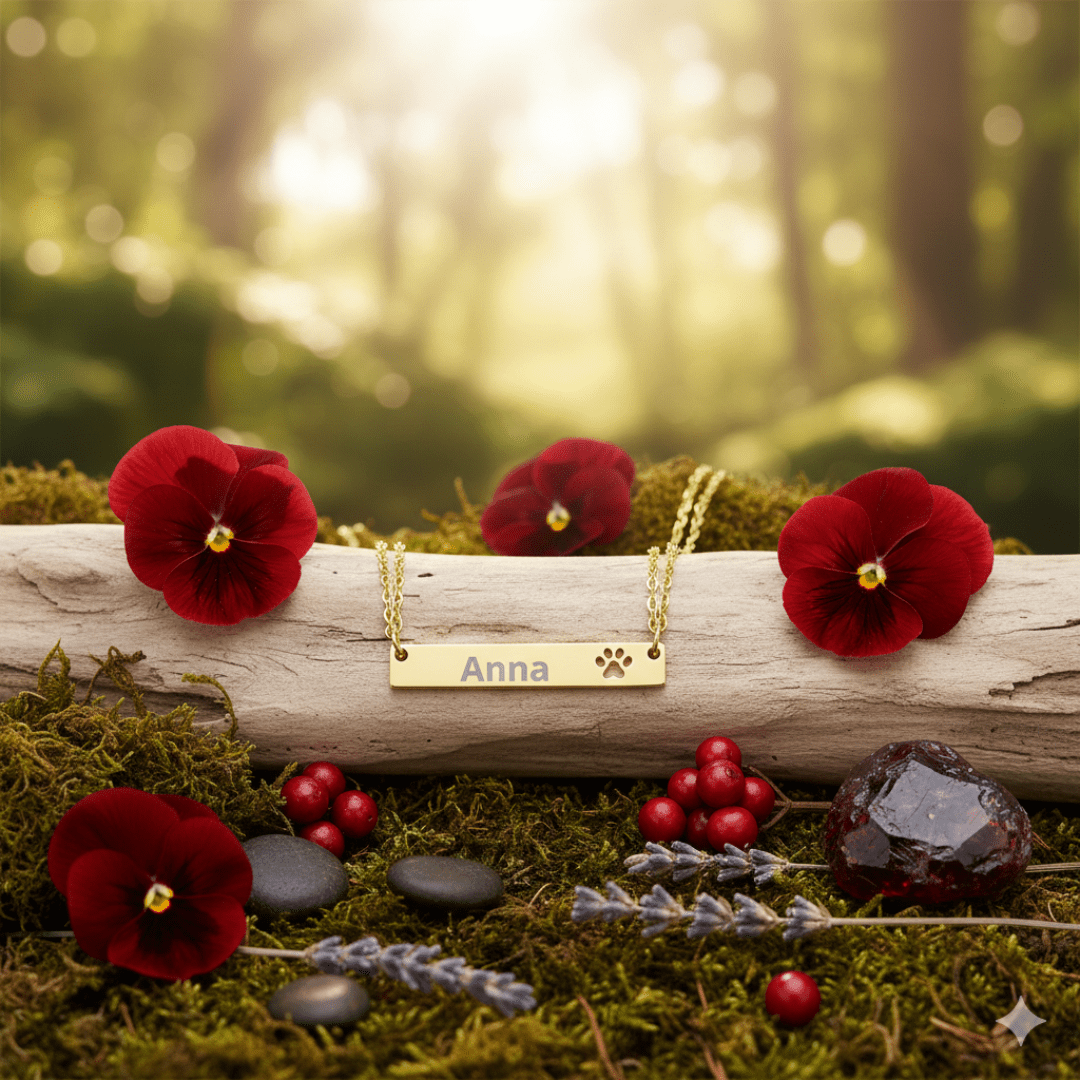 Custom Paw Bar Necklace, Engraved Name Bar Pendant - You're My Kind of Weird