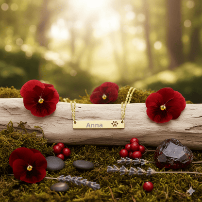 Custom Paw Bar Necklace, Engraved Name Bar Pendant - You're My Kind of Weird