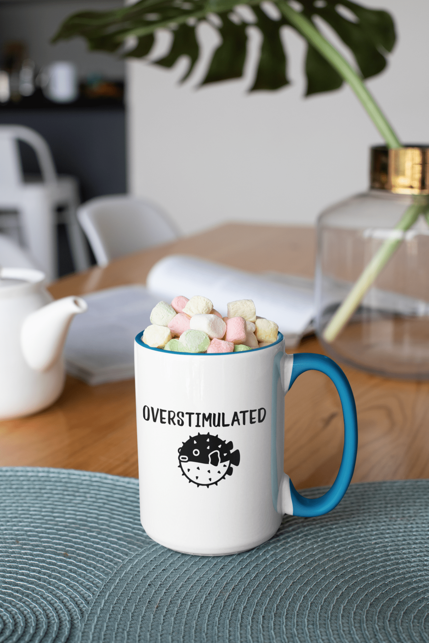 Overstimulated Pufferfish Mug | Accent Coffee Mug 11oz 15oz - You're My Kind of Weird