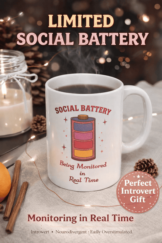 Social Battery Mug | Introvert Humor Coffee Mug | Neurodivergent Gift | Overstimulated Funny Mug - You're My Kind of Weird
