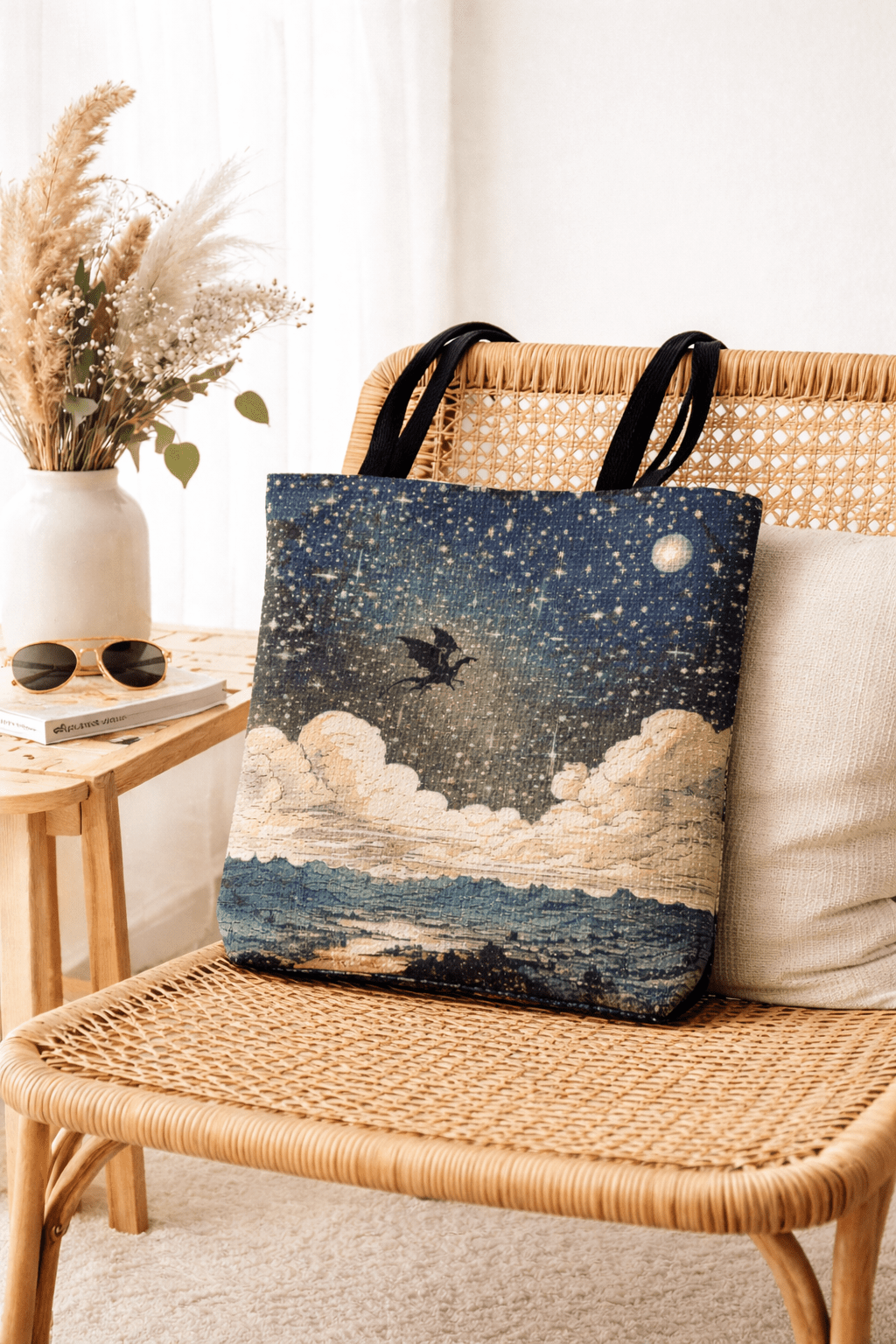 Woven Tote — Dreamy Dragon Night Sky Mosaic Tote Bag - You're My Kind of Weird