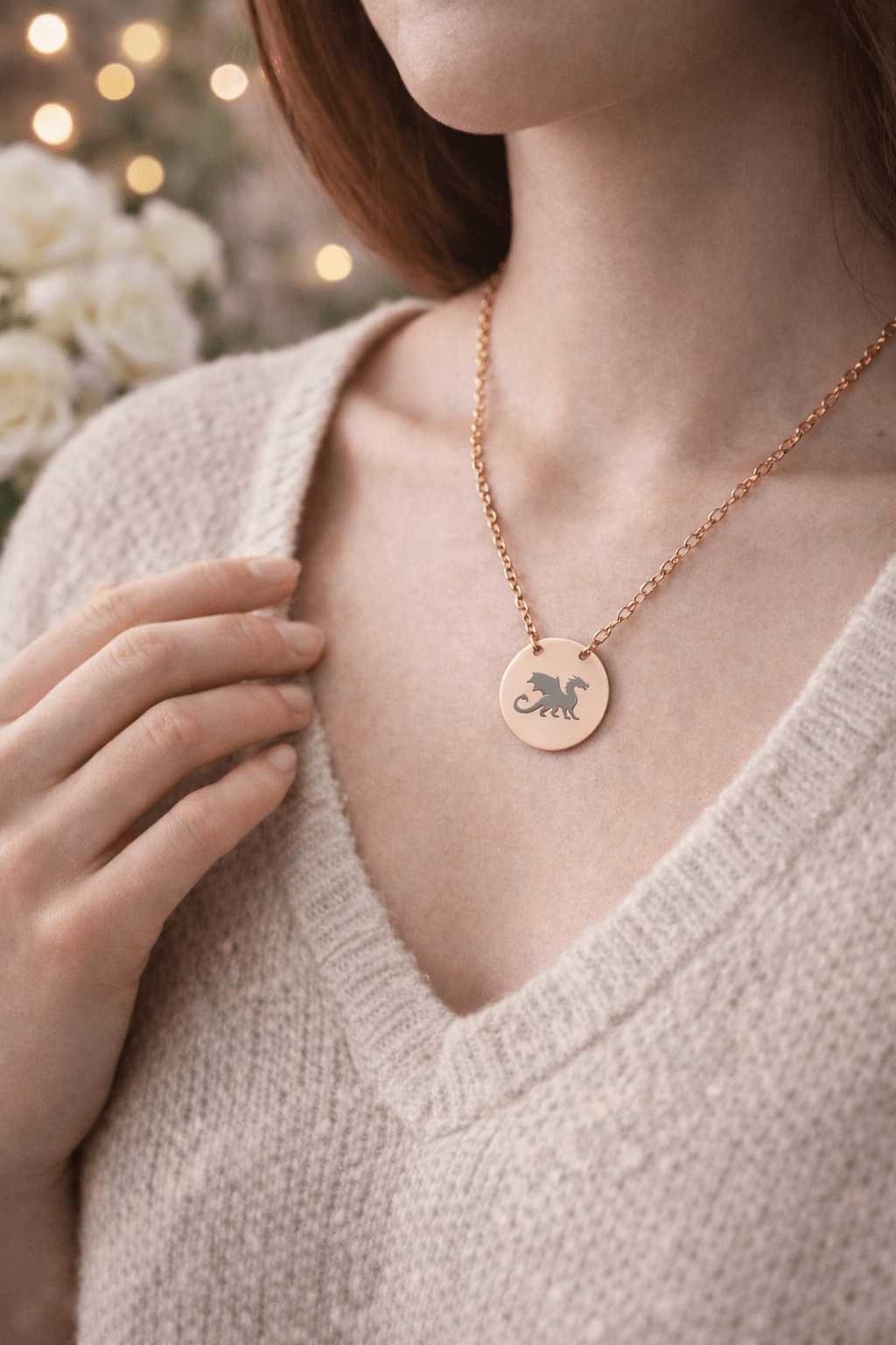 Dragon Engraved Necklace Stainless Steel Circle Pendant Necklace, Gothic Dragon Medallion, DnD Gift, Everyday Dragon Jewelry - You're My Kind of Weird