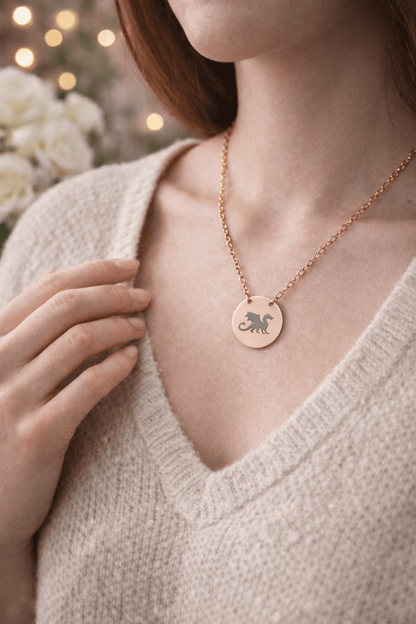 Dragon Engraved Necklace Stainless Steel Circle Pendant Necklace, Gothic Dragon Medallion, DnD Gift, Everyday Dragon Jewelry - You're My Kind of Weird