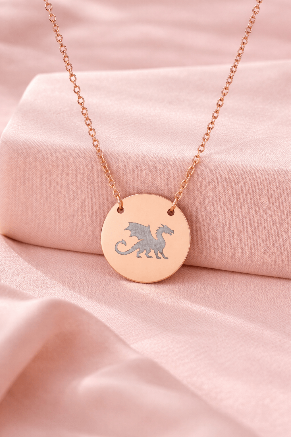Dragon Engraved Necklace Stainless Steel Circle Pendant Necklace, Gothic Dragon Medallion, DnD Gift, Everyday Dragon Jewelry - You're My Kind of Weird