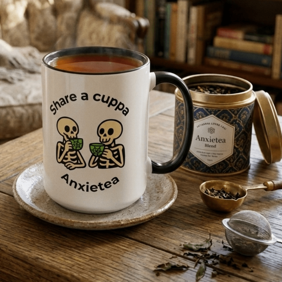 Share a Cuppa Anxietea Skeleton Mug - You're My Kind of Weird