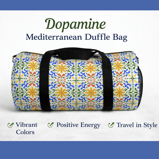 Dopamine Mediterranean Tile Duffle Bag | Colorful Travel Gym Bag - You're My Kind of Weird