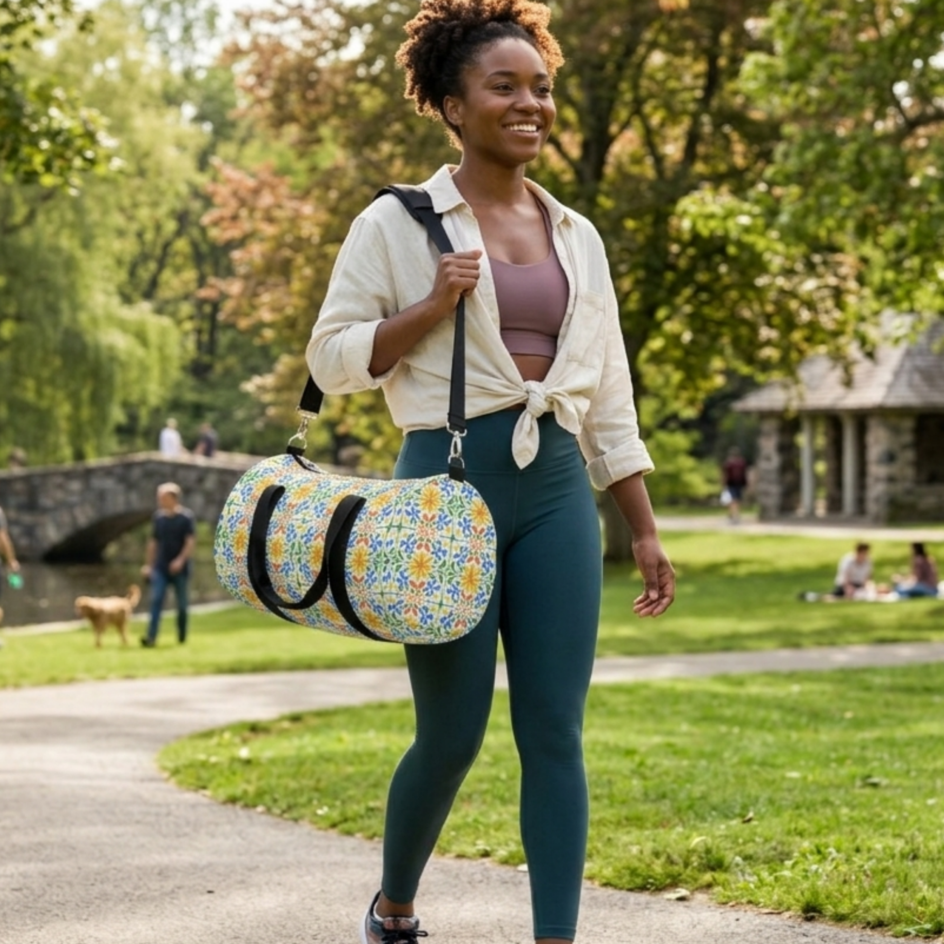 Dopamine Mediterranean Tile Duffle Bag | Colorful Travel Gym Bag - You're My Kind of Weird