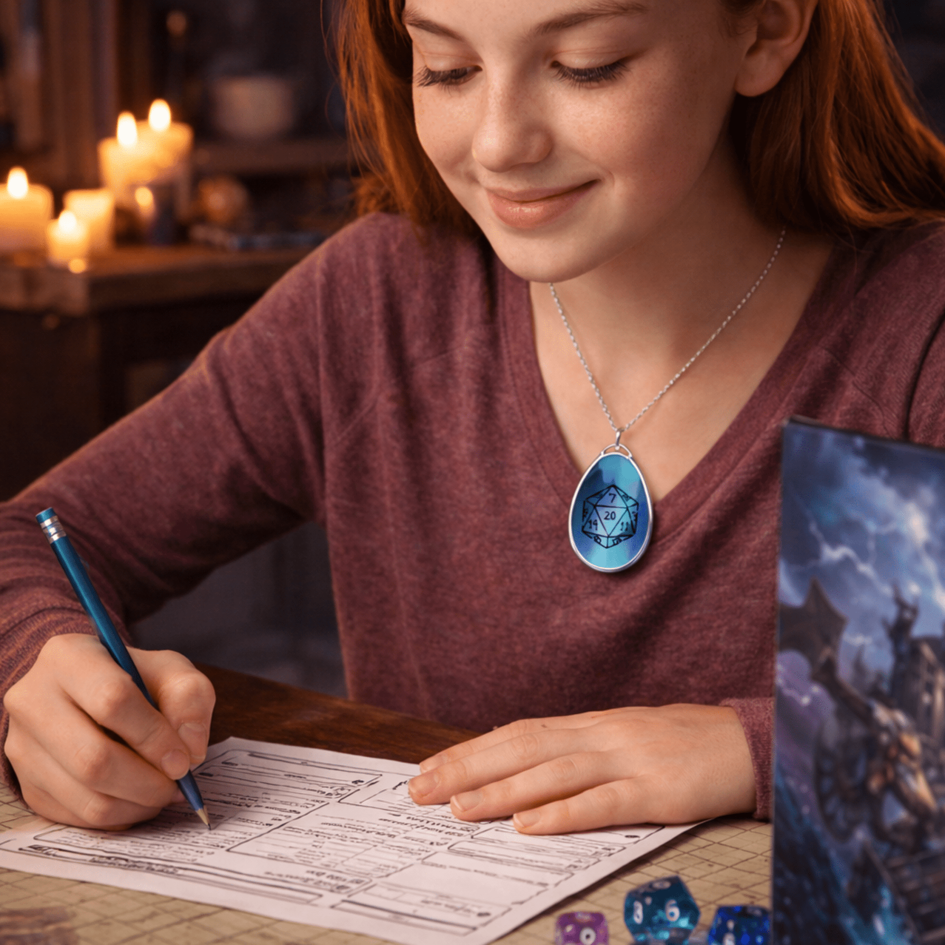 D20 Dice Necklace for Gamers Teardrop Dungeons & Dragons Pendant - You're My Kind of Weird
