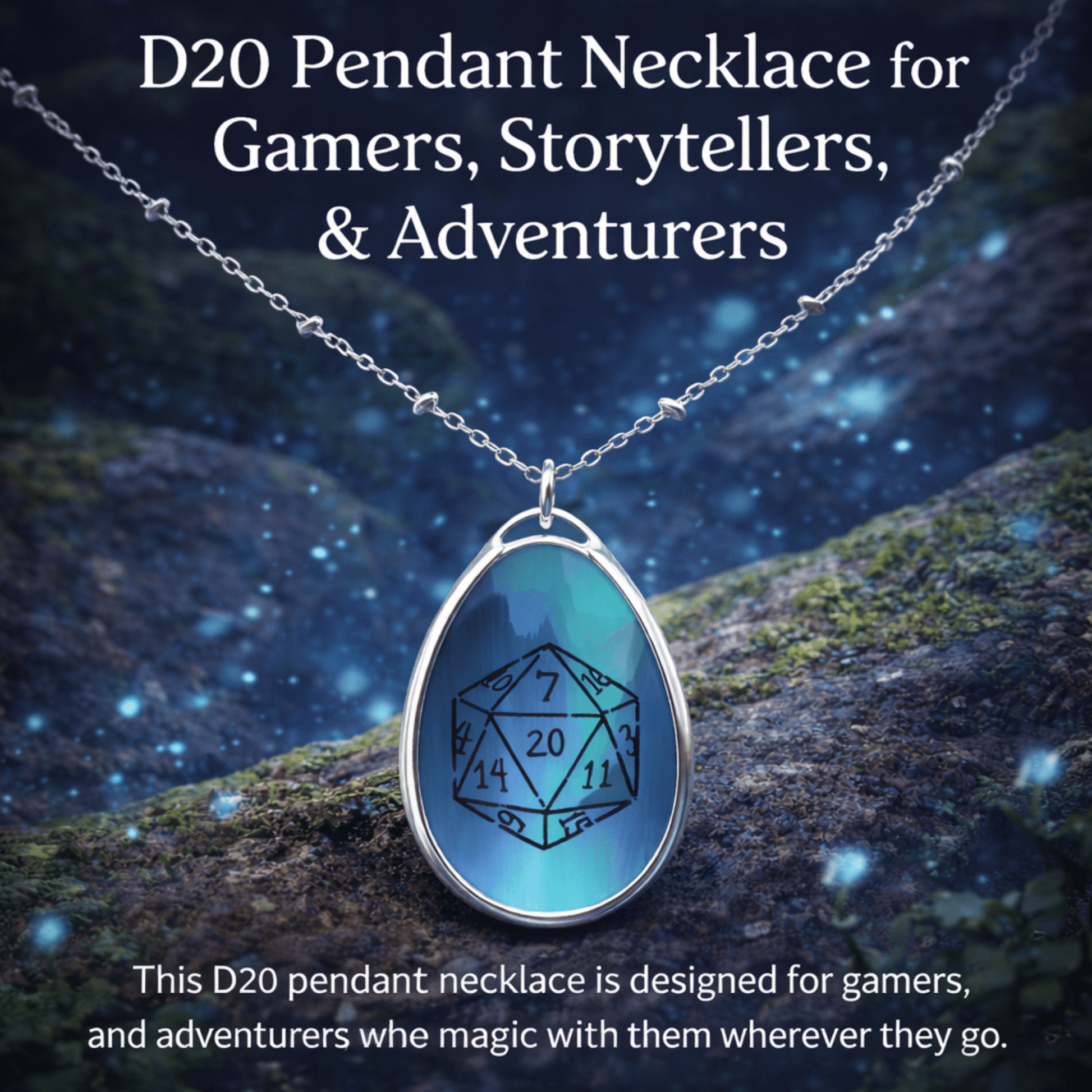 D20 Dice Necklace for Gamers Teardrop Dungeons & Dragons Pendant - You're My Kind of Weird