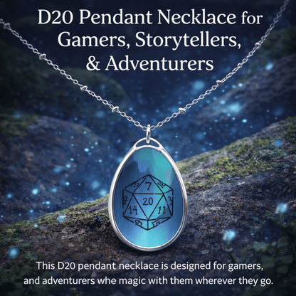 D20 Dice Necklace for Gamers Teardrop Dungeons & Dragons Pendant - You're My Kind of Weird