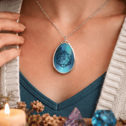D20 Dice Necklace for Gamers Teardrop Dungeons & Dragons Pendant - You're My Kind of Weird