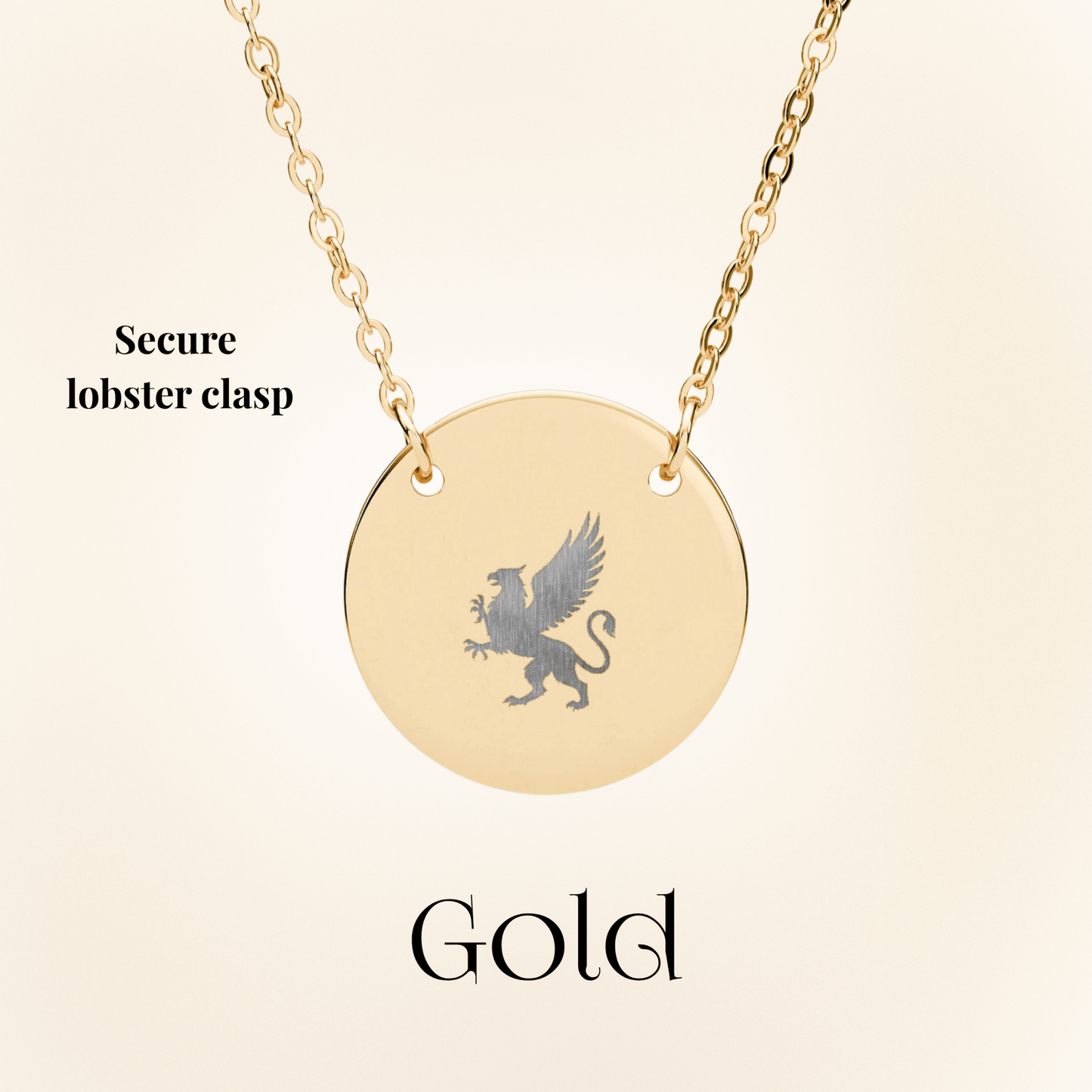 Griffin Necklace, Engraved Disc Pendant 18mm - You're My Kind of Weird