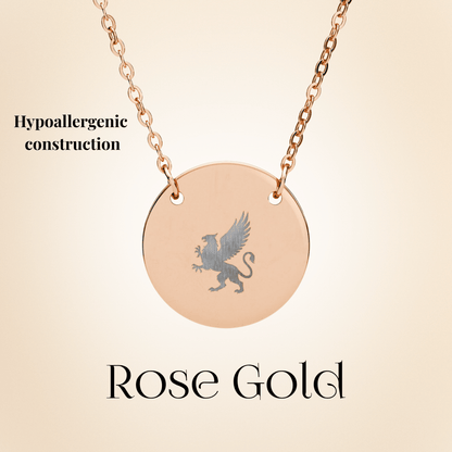 Griffin Necklace, Engraved Disc Pendant 18mm - You're My Kind of Weird
