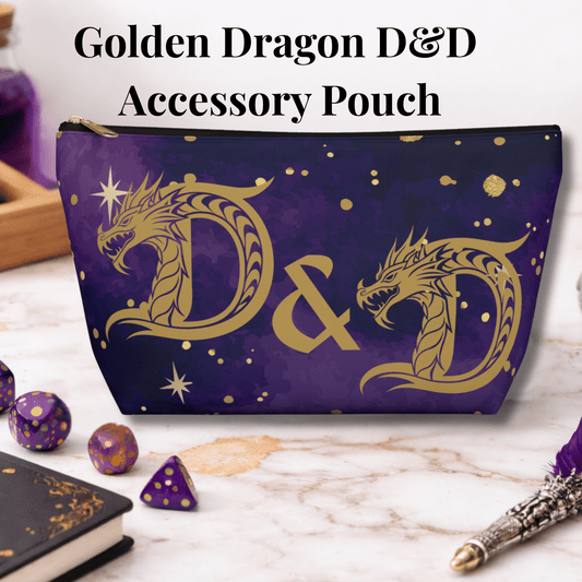 Golden Dragon D&D Accessory Pouch | T - Bottom Zipper Pouch - You're My Kind of Weird