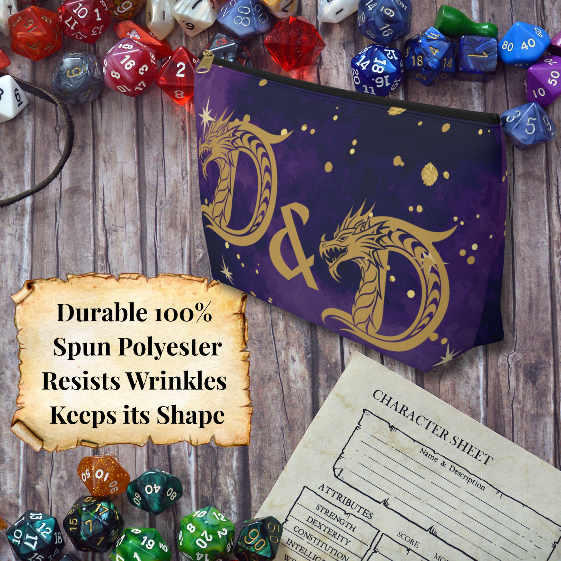 Golden Dragon D&D Accessory Pouch | T - Bottom Zipper Pouch - You're My Kind of Weird
