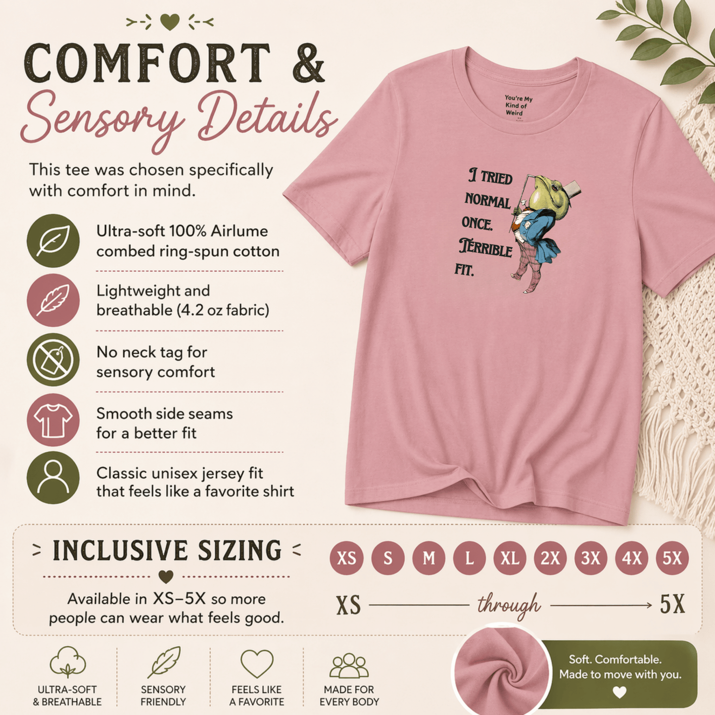 Funny Frog Neurodiversity Shirt "I Tried Normal Once. Terrible Fit." - You're My Kind of Weird