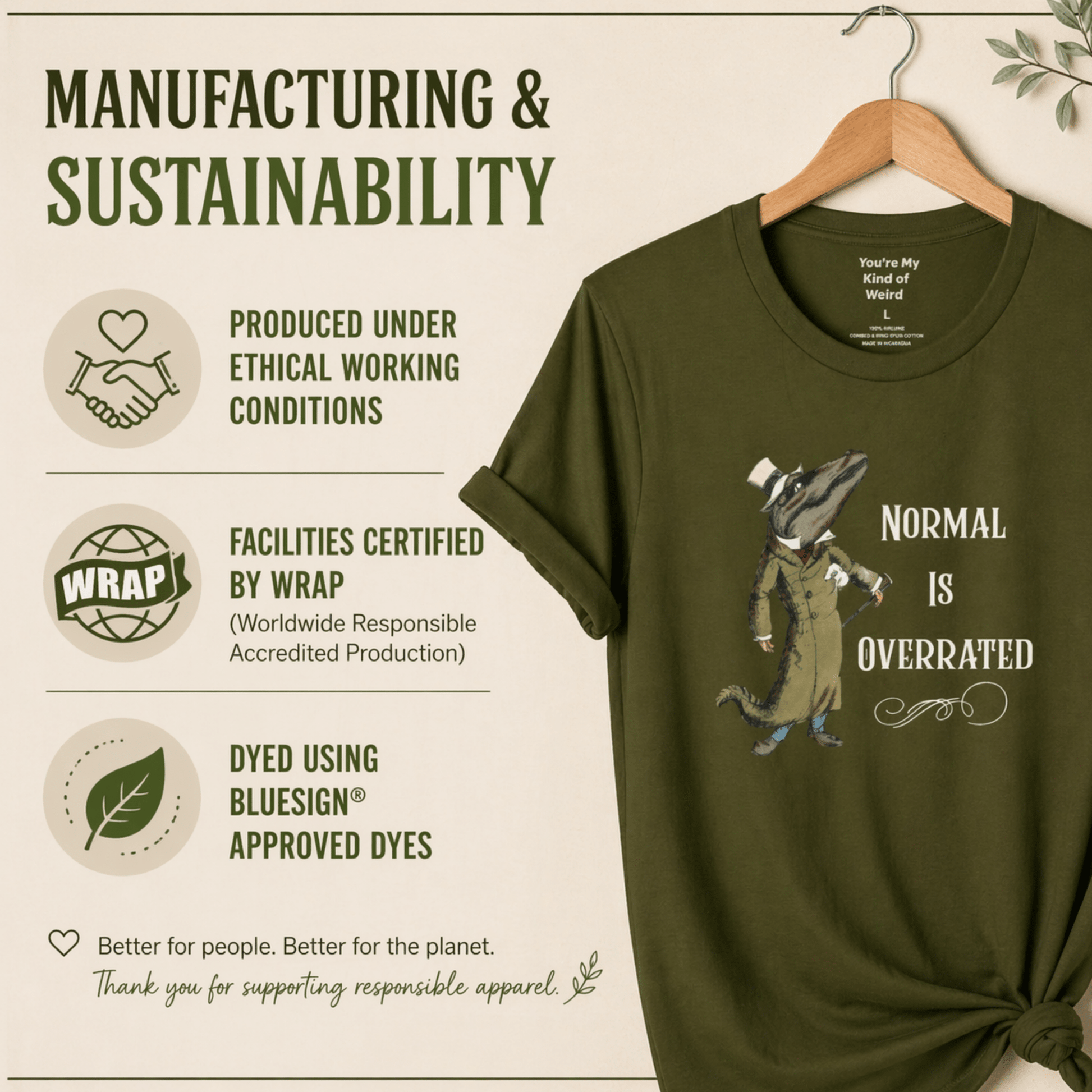 Normal Is Overrated tee: Classic Storybook Illustration Alligator Shirt - You're My Kind of Weird