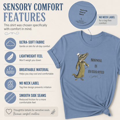 Normal Is Overrated tee: Classic Storybook Illustration Alligator Shirt - You're My Kind of Weird