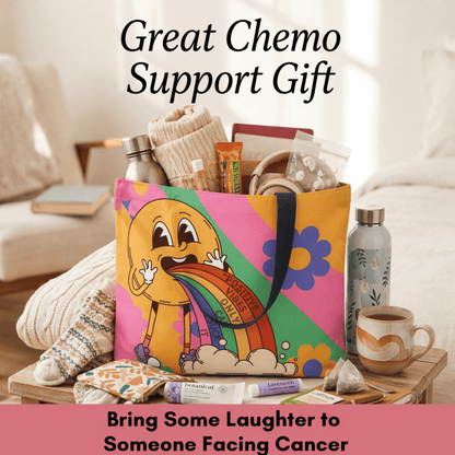 Chemo Support Tote Bag "Positive Vibes Only Can Suck It" Chemo Care Package Bag and Hospital Treatment Tote - You're My Kind of Weird