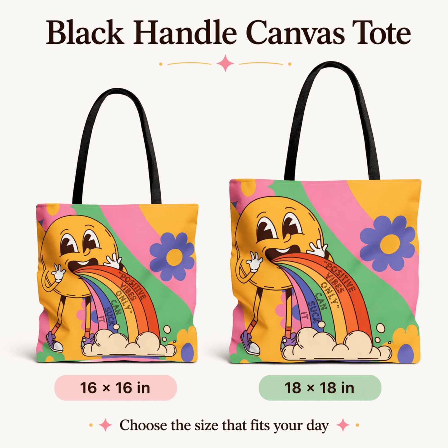 Chemo Support Tote Bag "Positive Vibes Only Can Suck It" Chemo Care Package Bag and Hospital Treatment Tote - You're My Kind of Weird