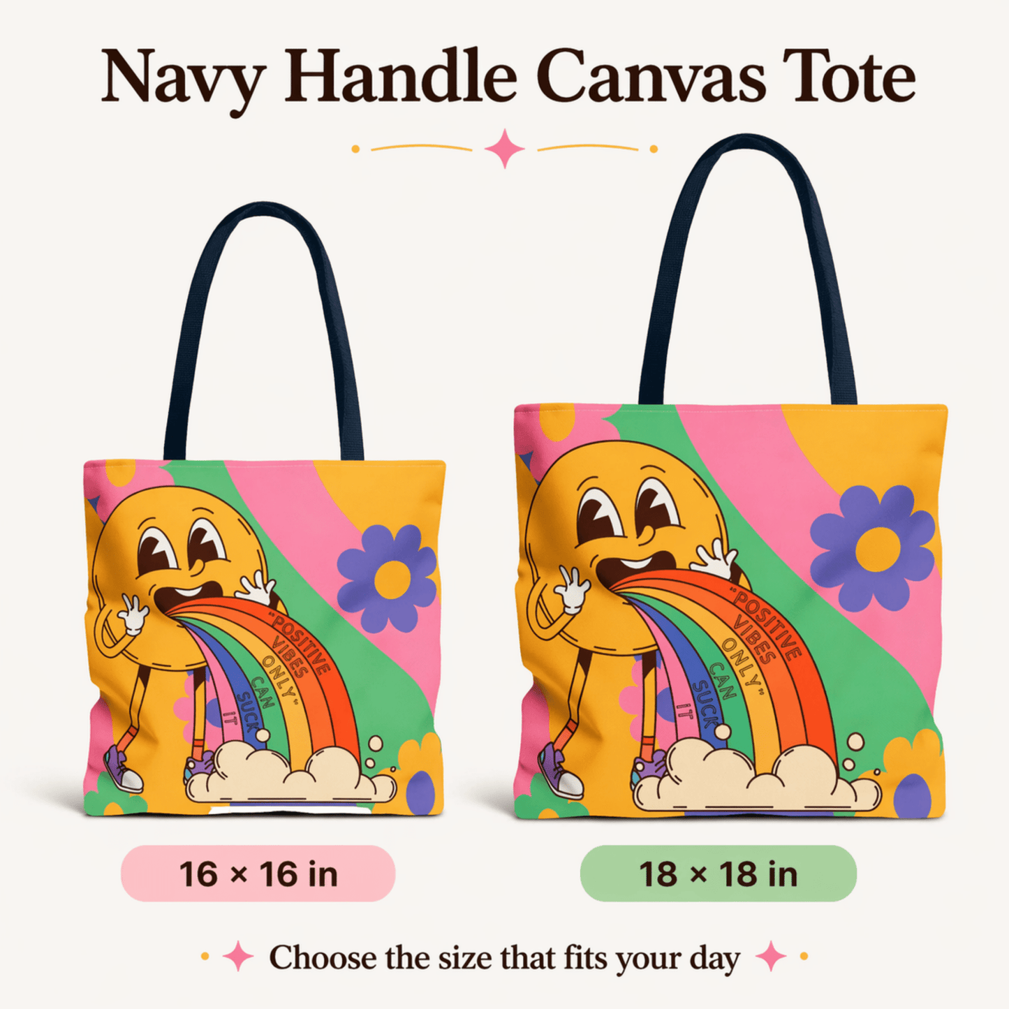 Chemo Support Tote Bag "Positive Vibes Only Can Suck It" Chemo Care Package Bag and Hospital Treatment Tote - You're My Kind of Weird