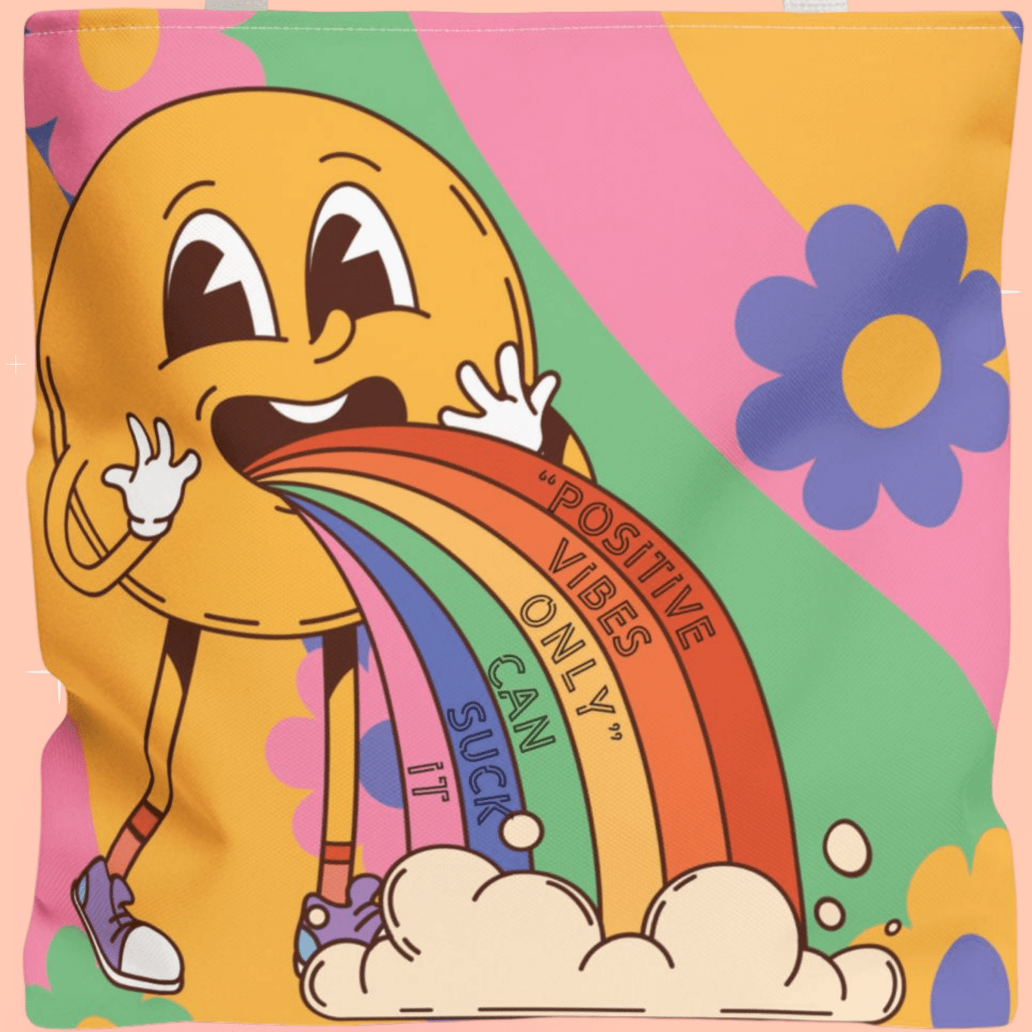 Chemo Support Tote Bag "Positive Vibes Only Can Suck It" Chemo Care Package Bag and Hospital Treatment Tote - You're My Kind of Weird