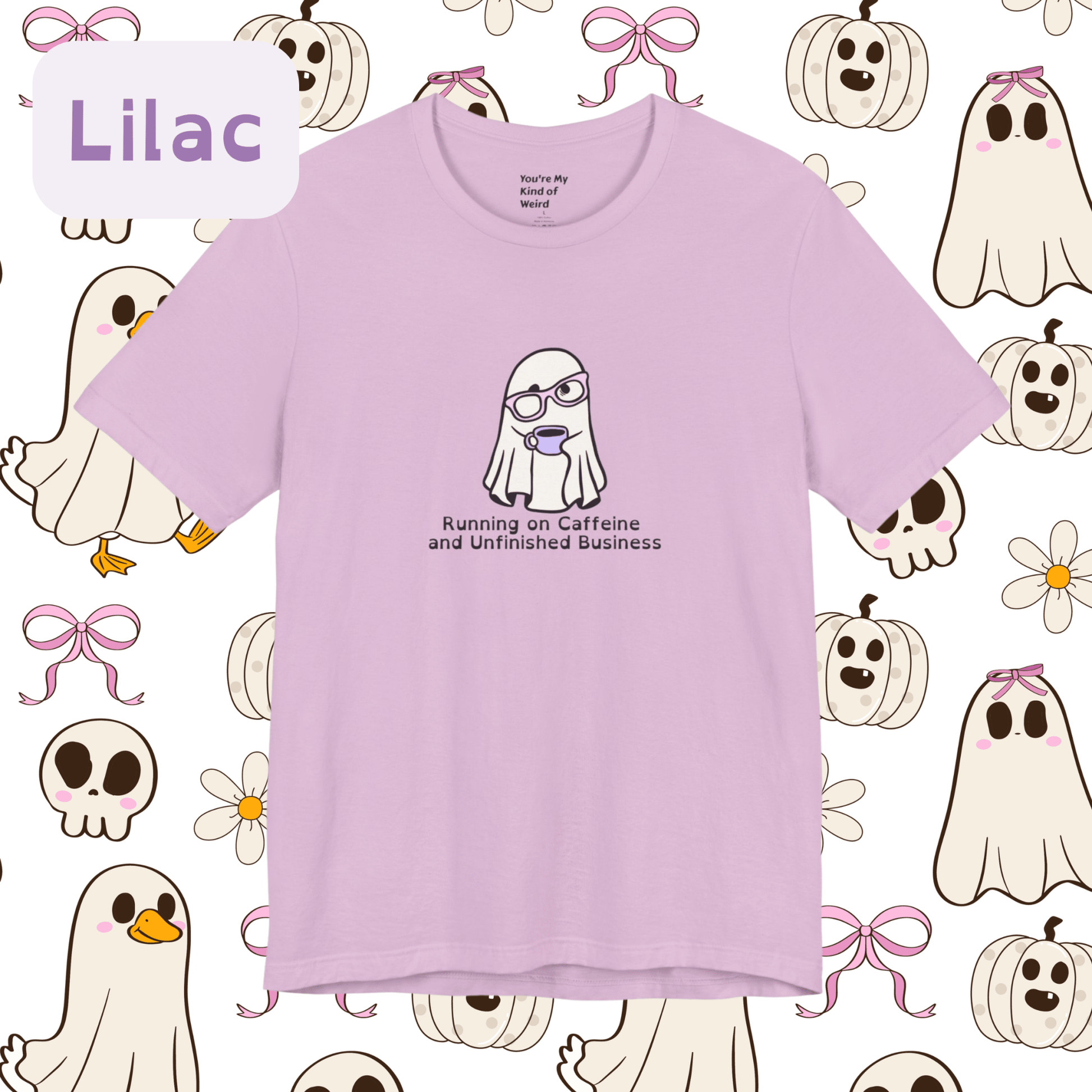 Cute Ghost Coffee Shirt, Running on Caffeine Tee - You're My Kind of Weird