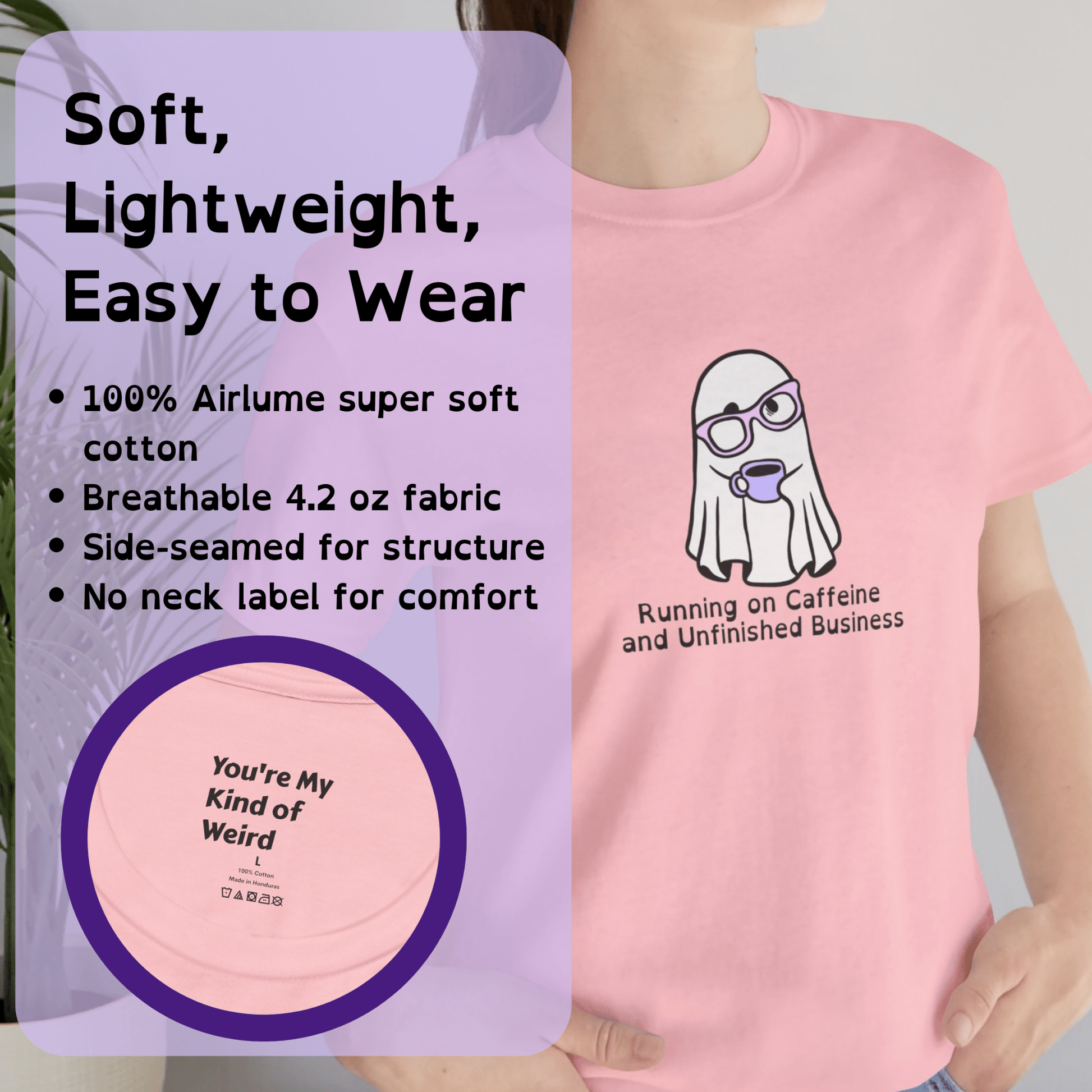 Cute Ghost Coffee Shirt, Running on Caffeine Tee - You're My Kind of Weird