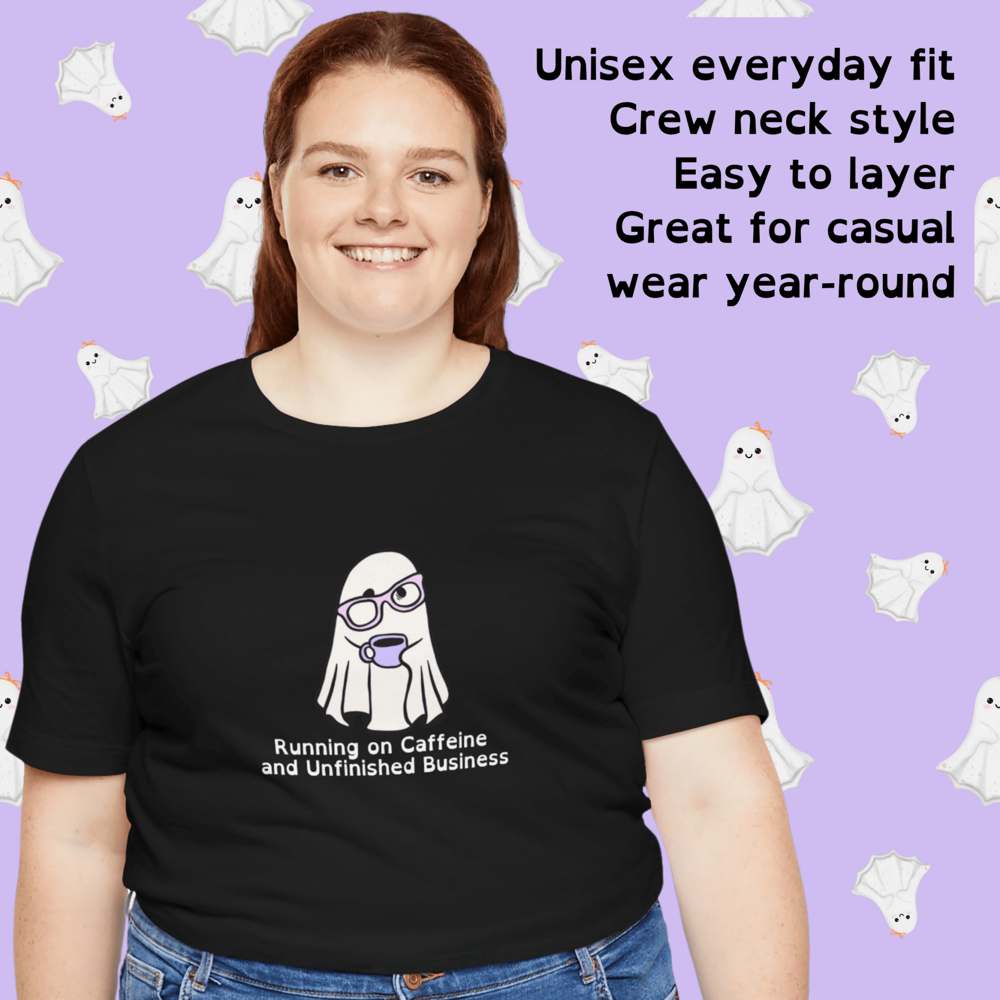 Cute Ghost Coffee Shirt, Running on Caffeine Tee - You're My Kind of Weird