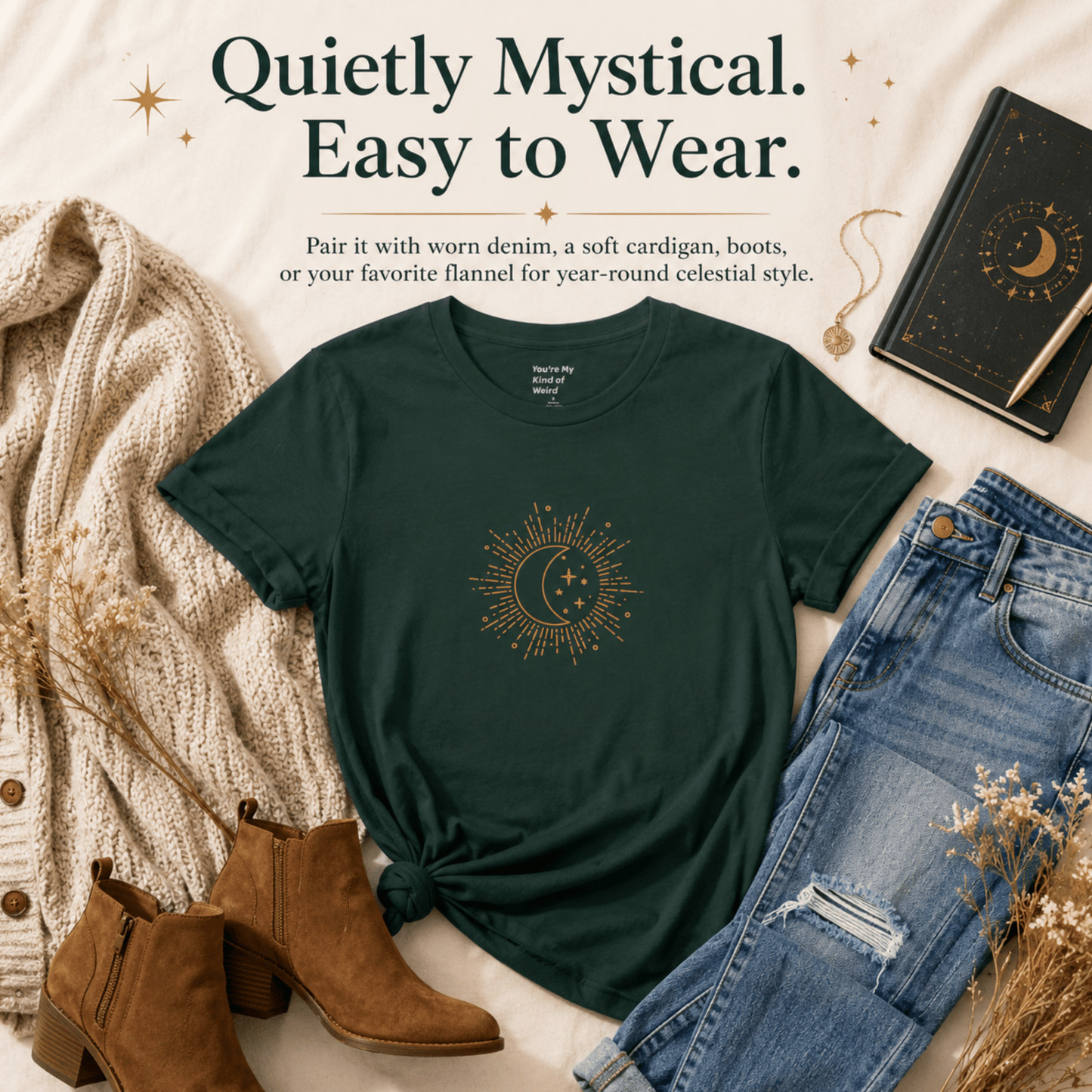 Celestial Moon Shirt, Whimsigoth Graphic Tee - You're My Kind of Weird