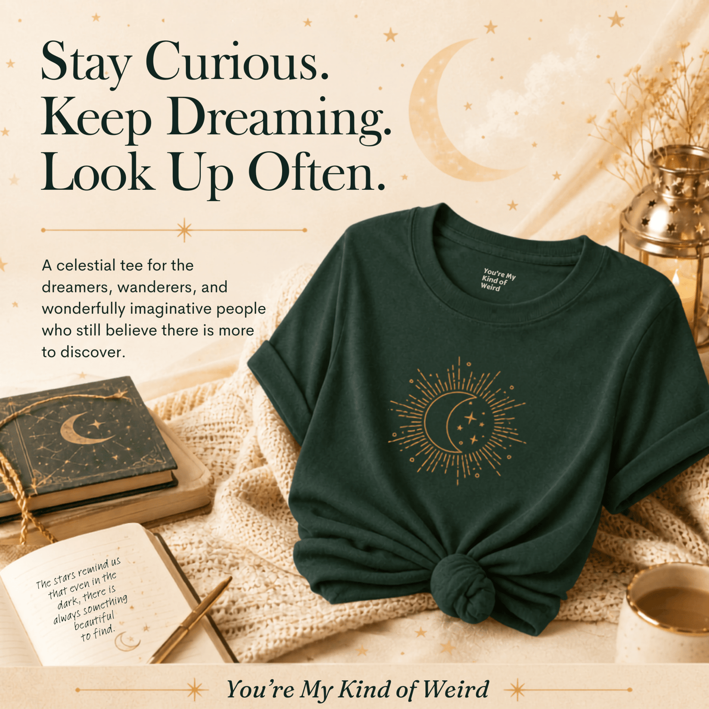 Celestial Moon Shirt, Whimsigoth Graphic Tee - You're My Kind of Weird