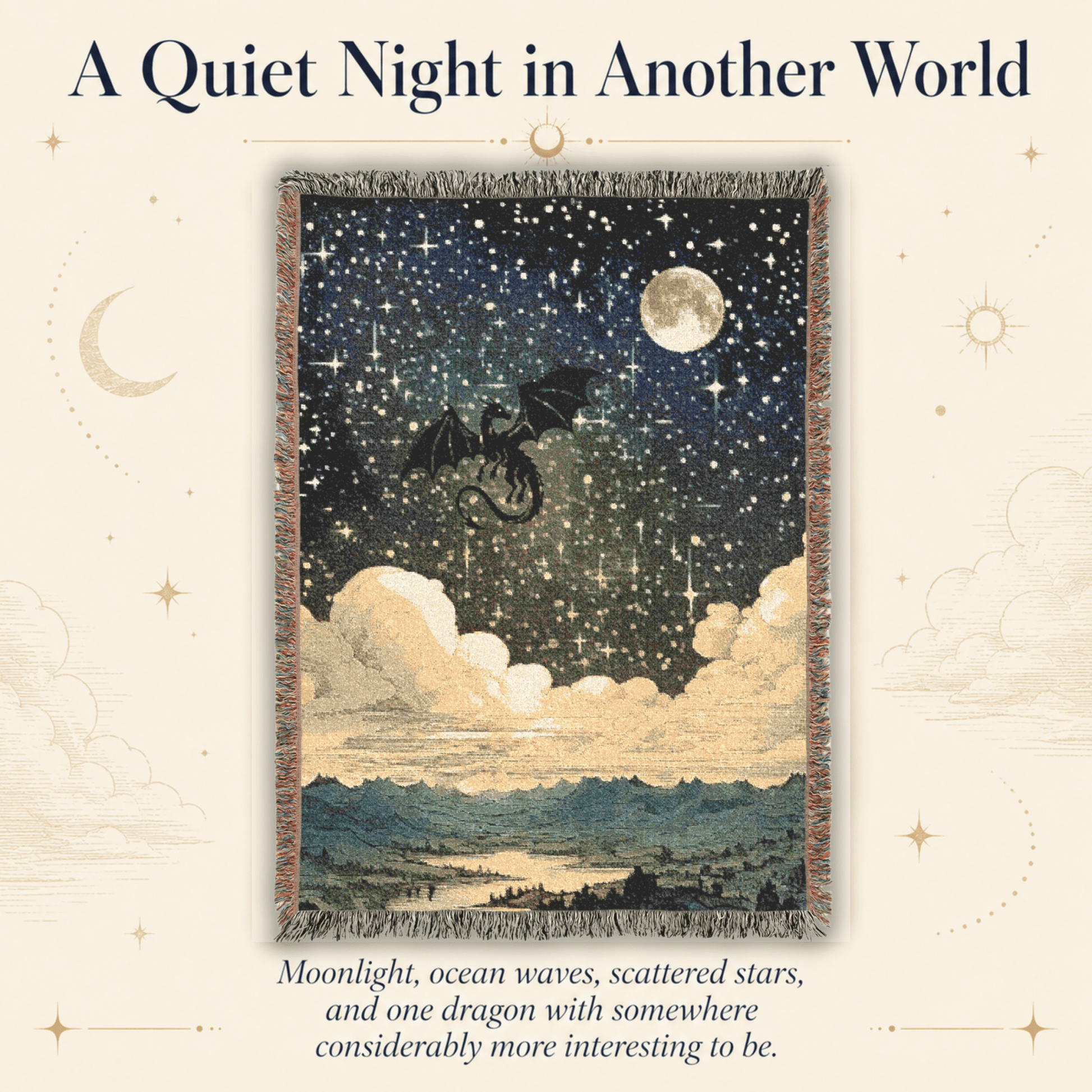 Celestial Dragon Woven Blanket, Fantasy Throw Blanket - You're My Kind of Weird