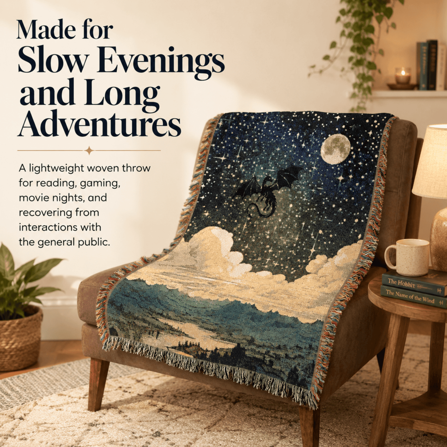 Celestial Dragon Woven Blanket, Fantasy Throw Blanket - You're My Kind of Weird