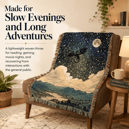 Celestial Dragon Woven Blanket, Fantasy Throw Blanket - You're My Kind of Weird