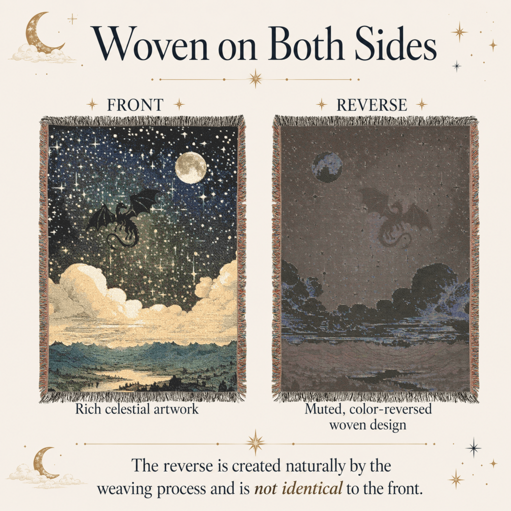 Celestial Dragon Woven Blanket, Fantasy Throw Blanket - You're My Kind of Weird