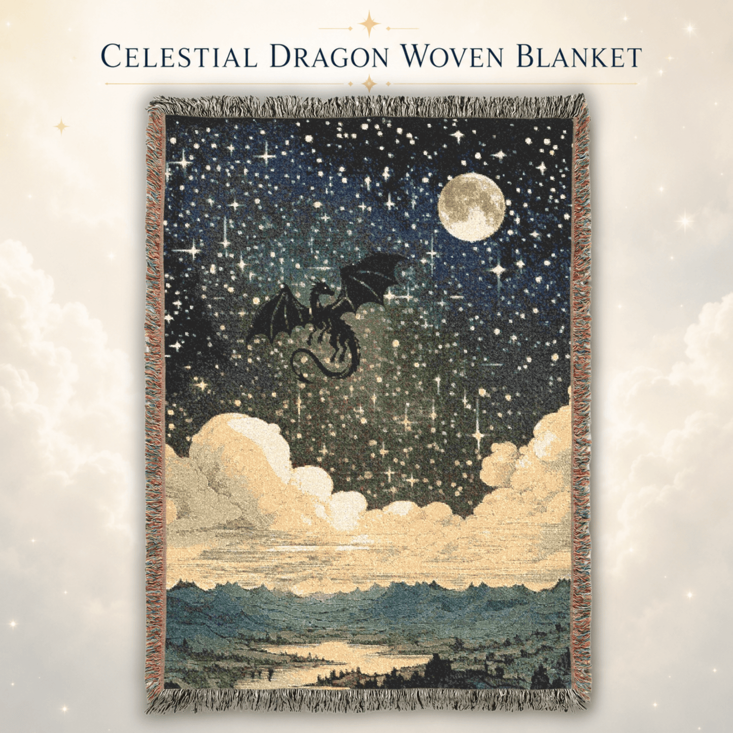 Celestial Dragon Woven Blanket, Fantasy Throw Blanket - You're My Kind of Weird