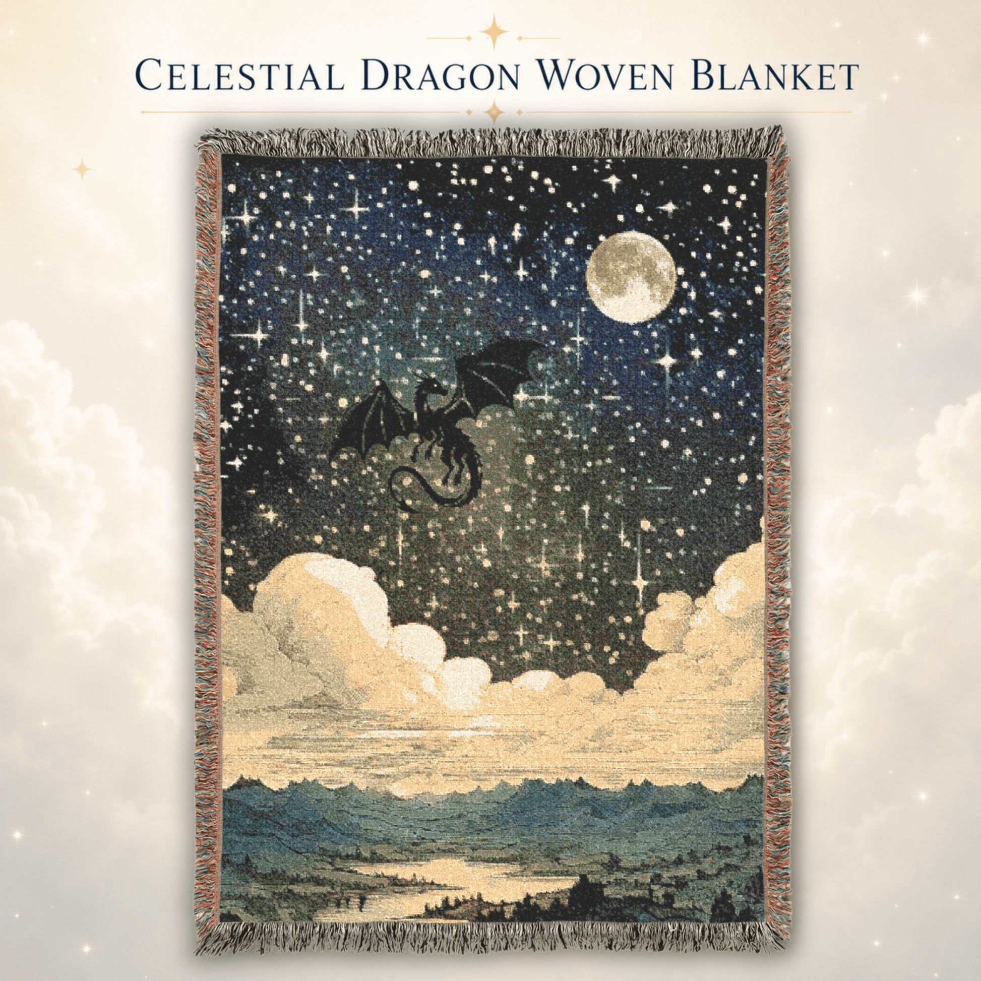 Celestial Dragon Woven Blanket, Fantasy Throw Blanket - You're My Kind of Weird