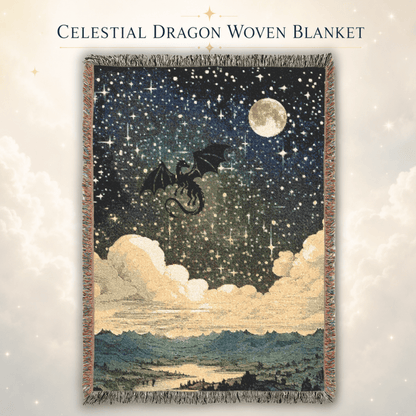 Celestial Dragon Woven Blanket, Fantasy Throw Blanket - You're My Kind of Weird