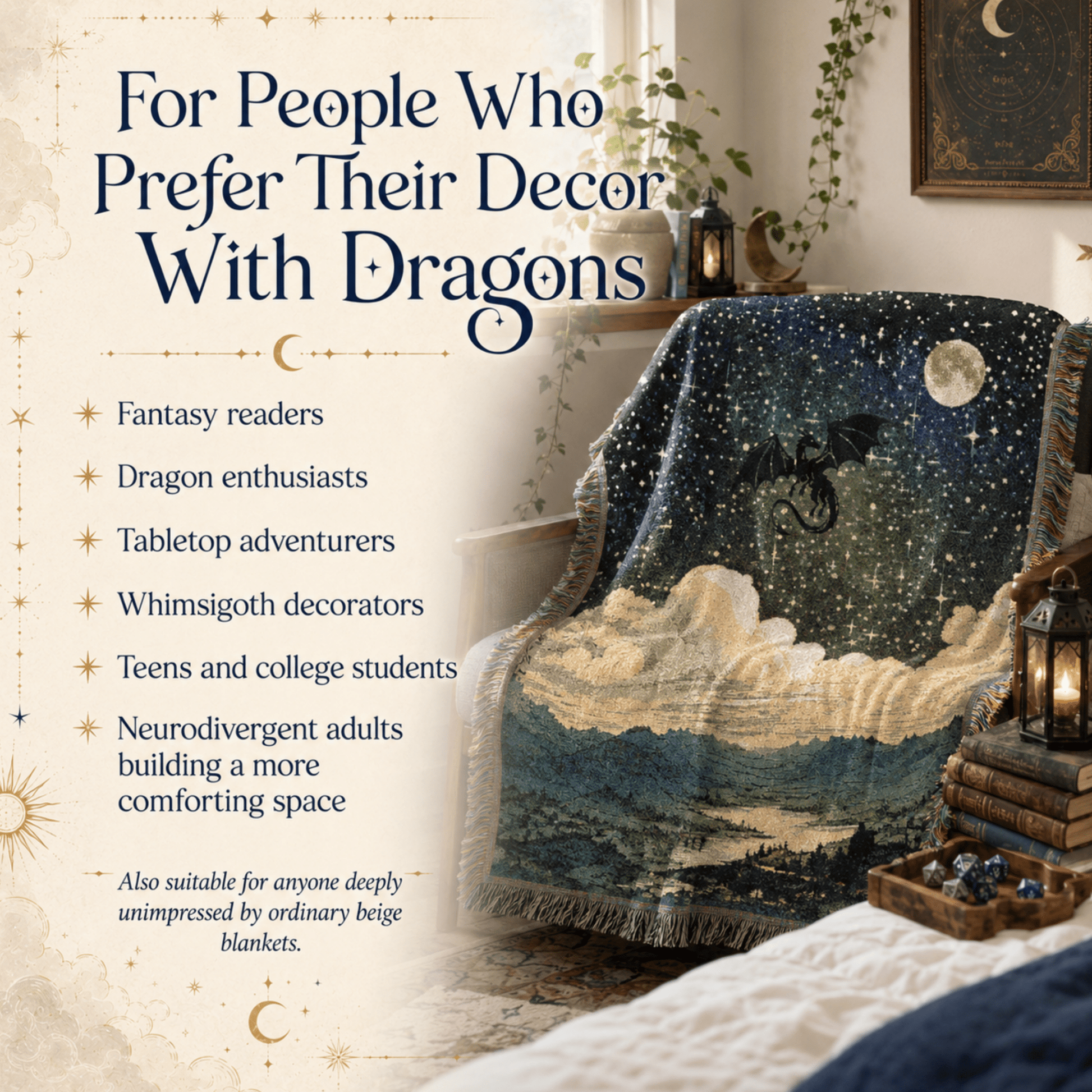 Celestial Dragon Woven Blanket, Fantasy Throw Blanket - You're My Kind of Weird