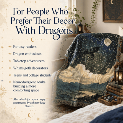 Celestial Dragon Woven Blanket, Fantasy Throw Blanket - You're My Kind of Weird