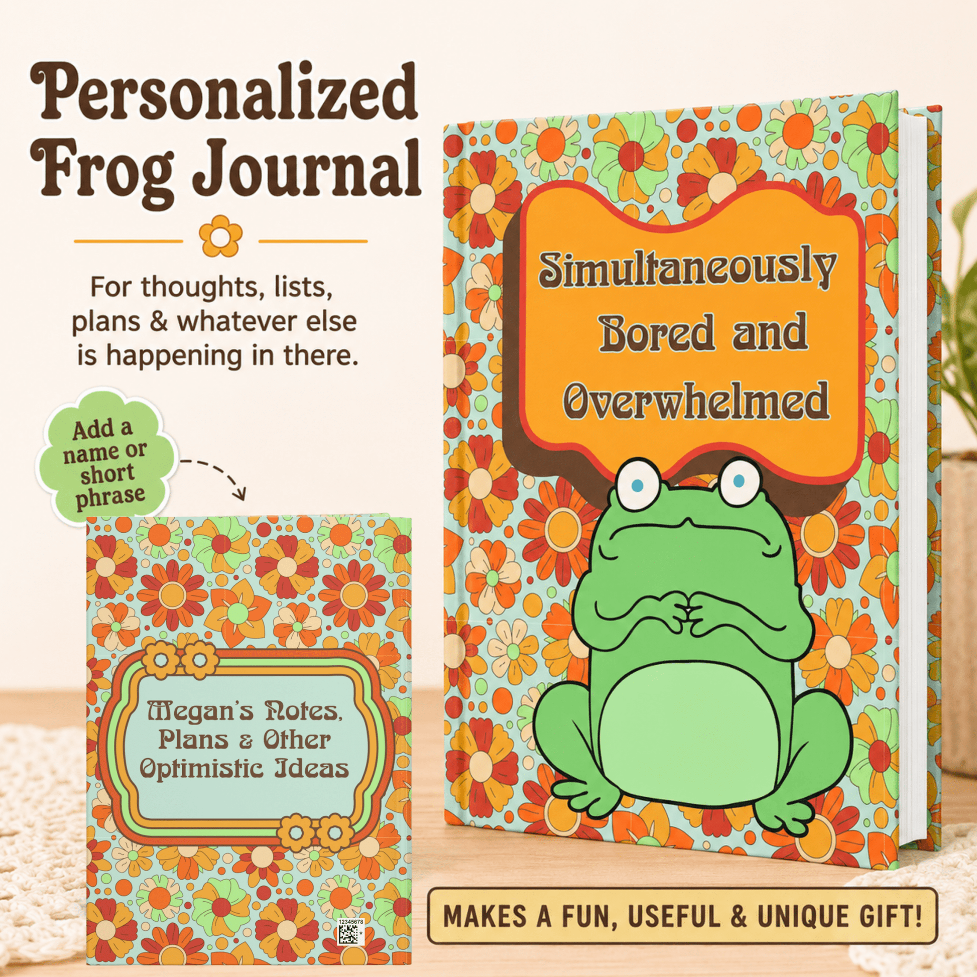 Personalized ADHD Journal, Custom Frog Notebook, AuDHD Gift - You're My Kind of Weird