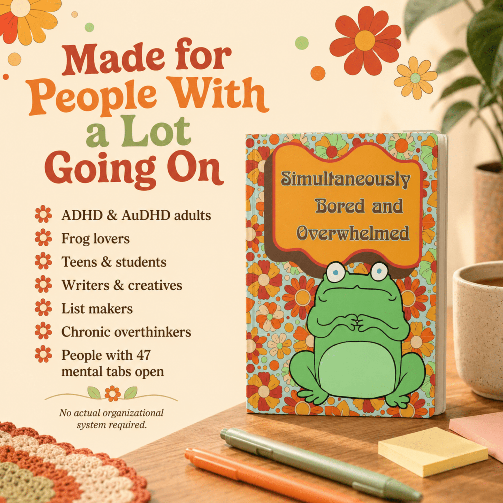 Personalized ADHD Journal, Custom Frog Notebook, AuDHD Gift - You're My Kind of Weird