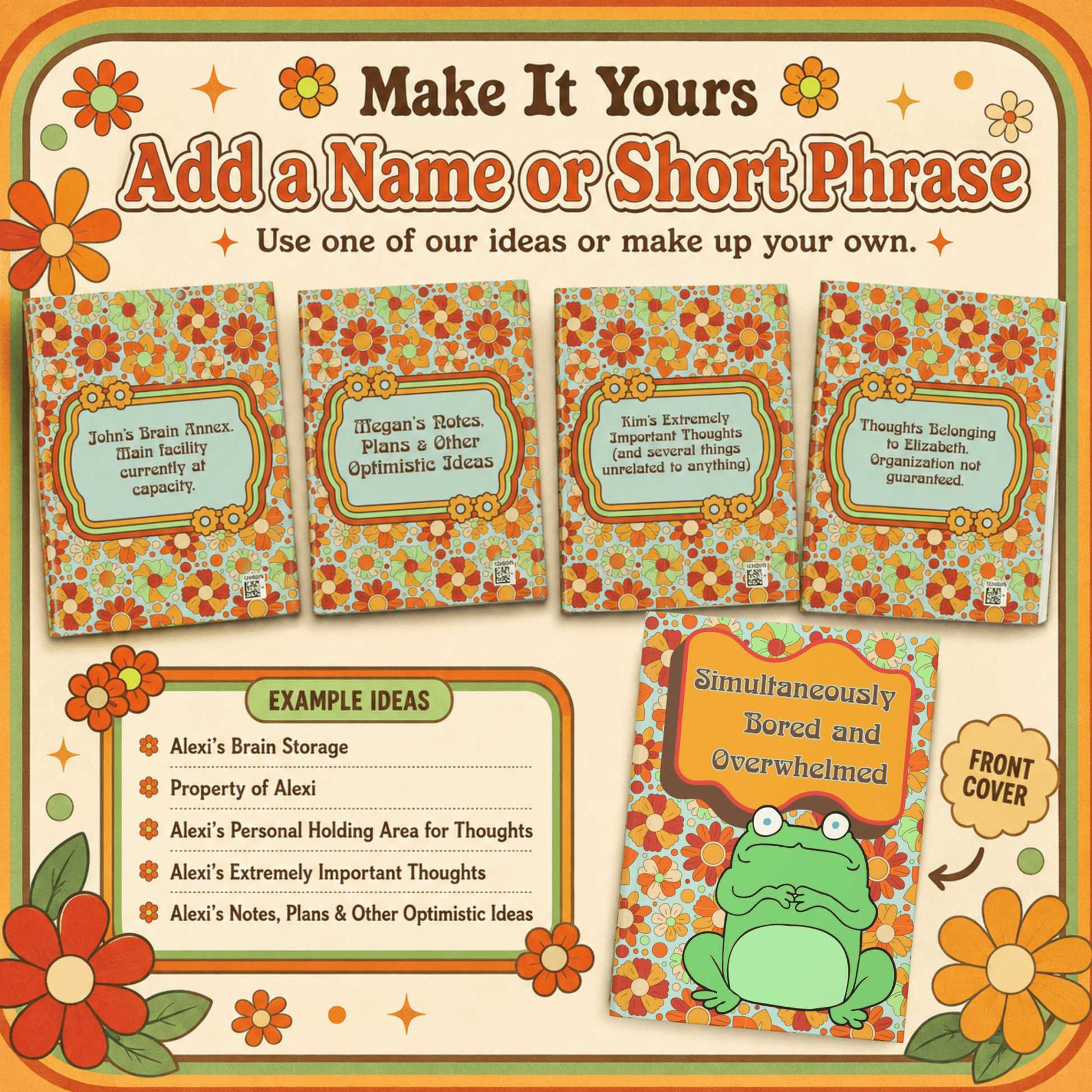 Personalized ADHD Journal, Custom Frog Notebook, AuDHD Gift - You're My Kind of Weird