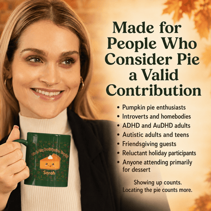 Personalized Cute Kawaii Pumpkin Pie Thanksgiving Mug, Pie Is My Participation Trophy - You're My Kind of Weird