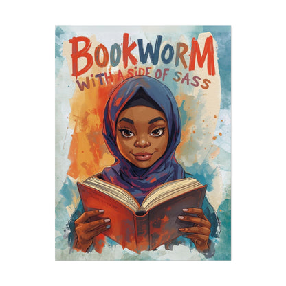 Bookworm with a Side of Sass Poster, Literary Decor, Book Lover Gift, Quirky Wall Art, Reader's Inspiration, Fun Home Decor