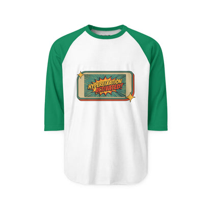 Unisex Three-Quarter Sleeve Raglan Shirt - Hyperfixation Elevated, Funny Gamer Tee, Gift for Nerds, Casual Wear, Birthday Celebration Tee