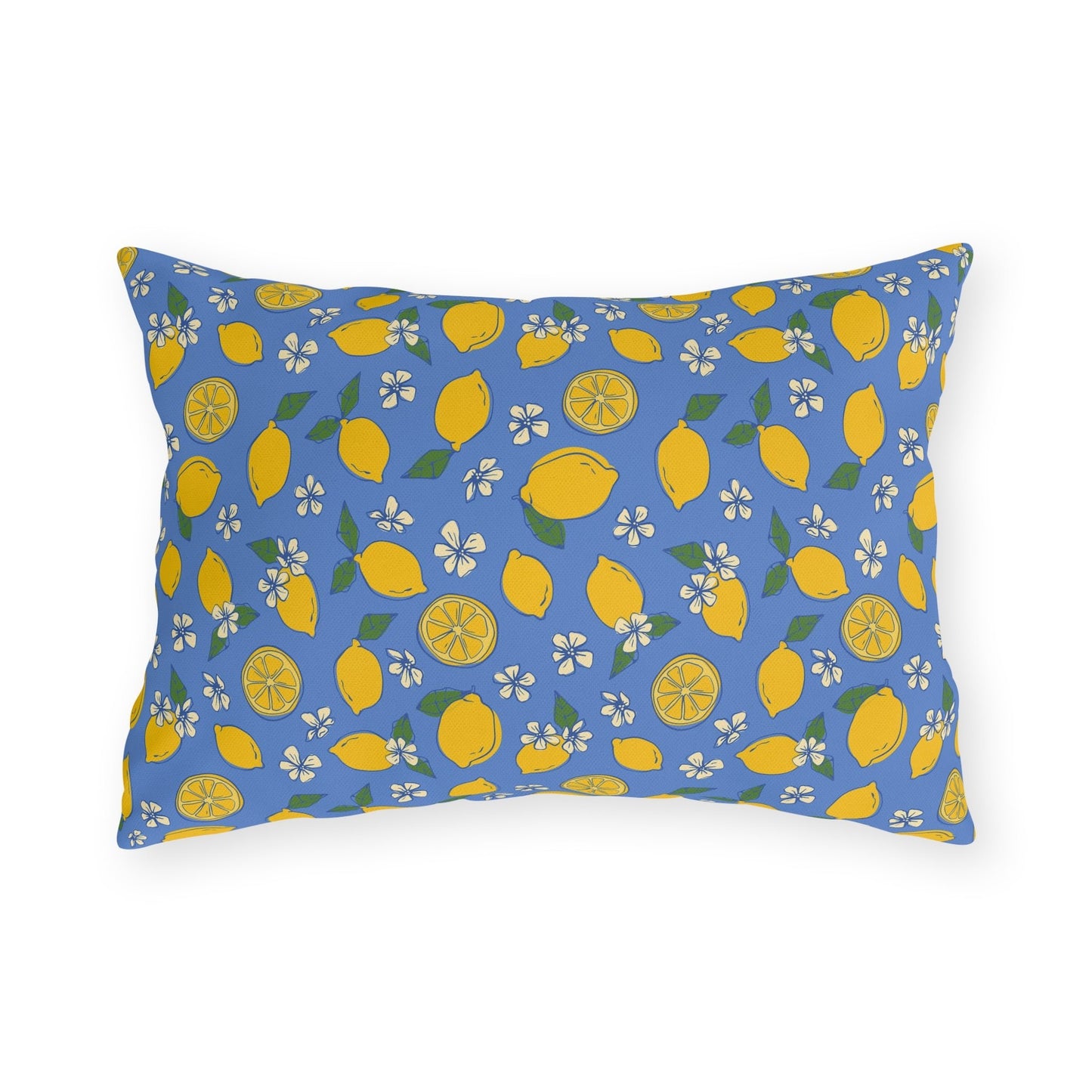 Blue Lemon Outdoor Pillow Cover | Citrus Patio Pillow - You're My Kind of Weird