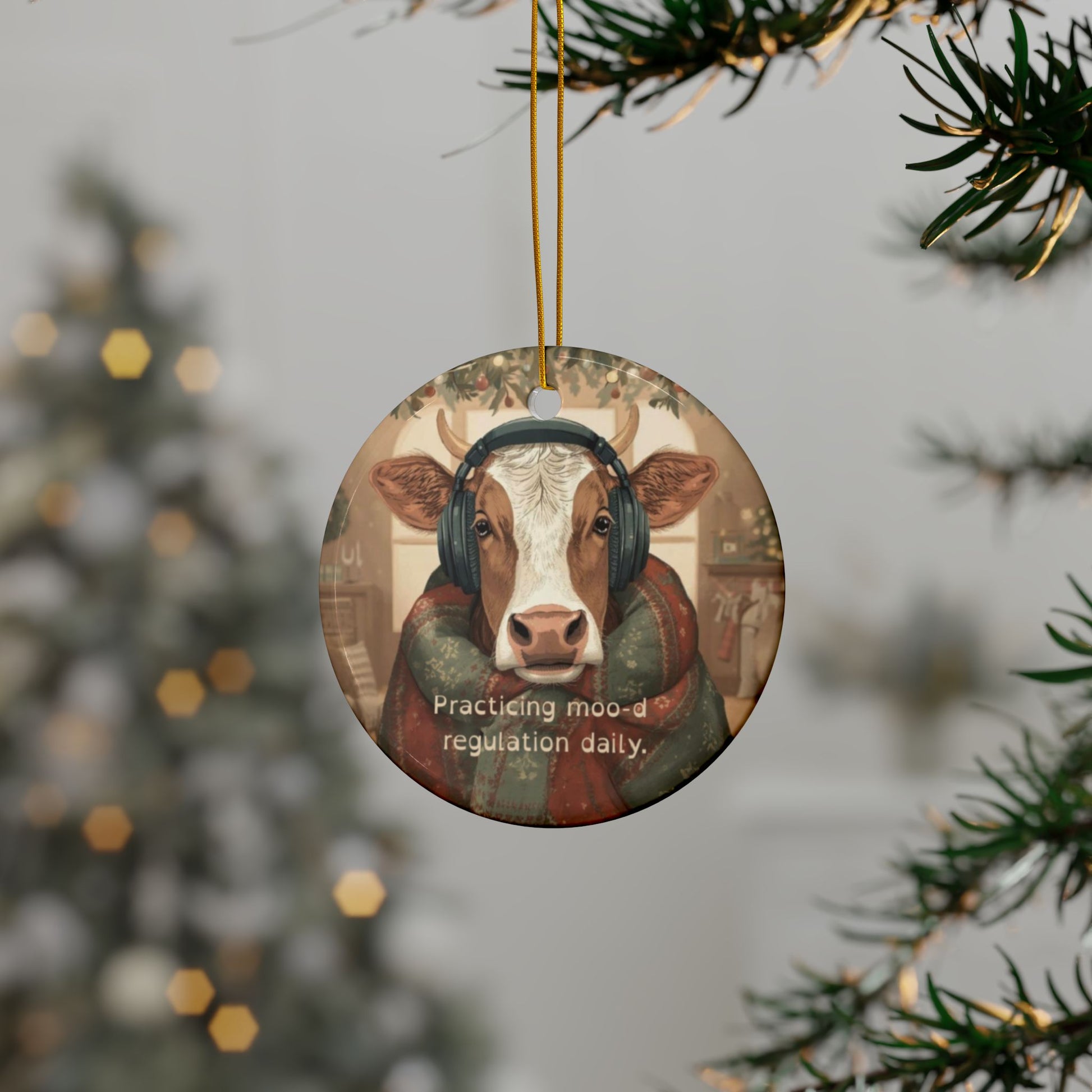 Festive Ceramic Ornaments - “Practicing Moo - d Regulation Daily.” (1/3/5/10 pcs) - You're My Kind of Weird